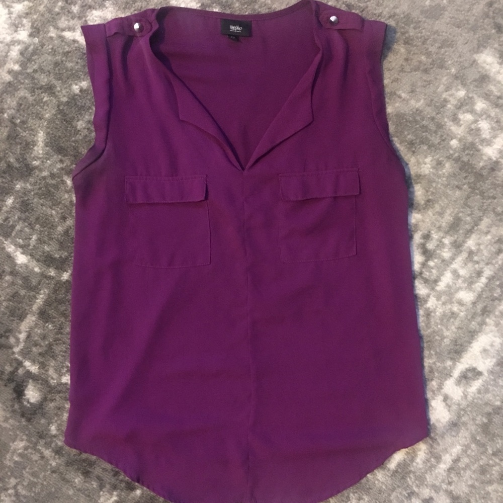 Purple blouse with silver buttons